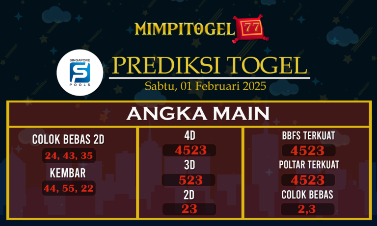 Prediksi Togel Singapore 01 Februari 2025 di MimpiTogel777