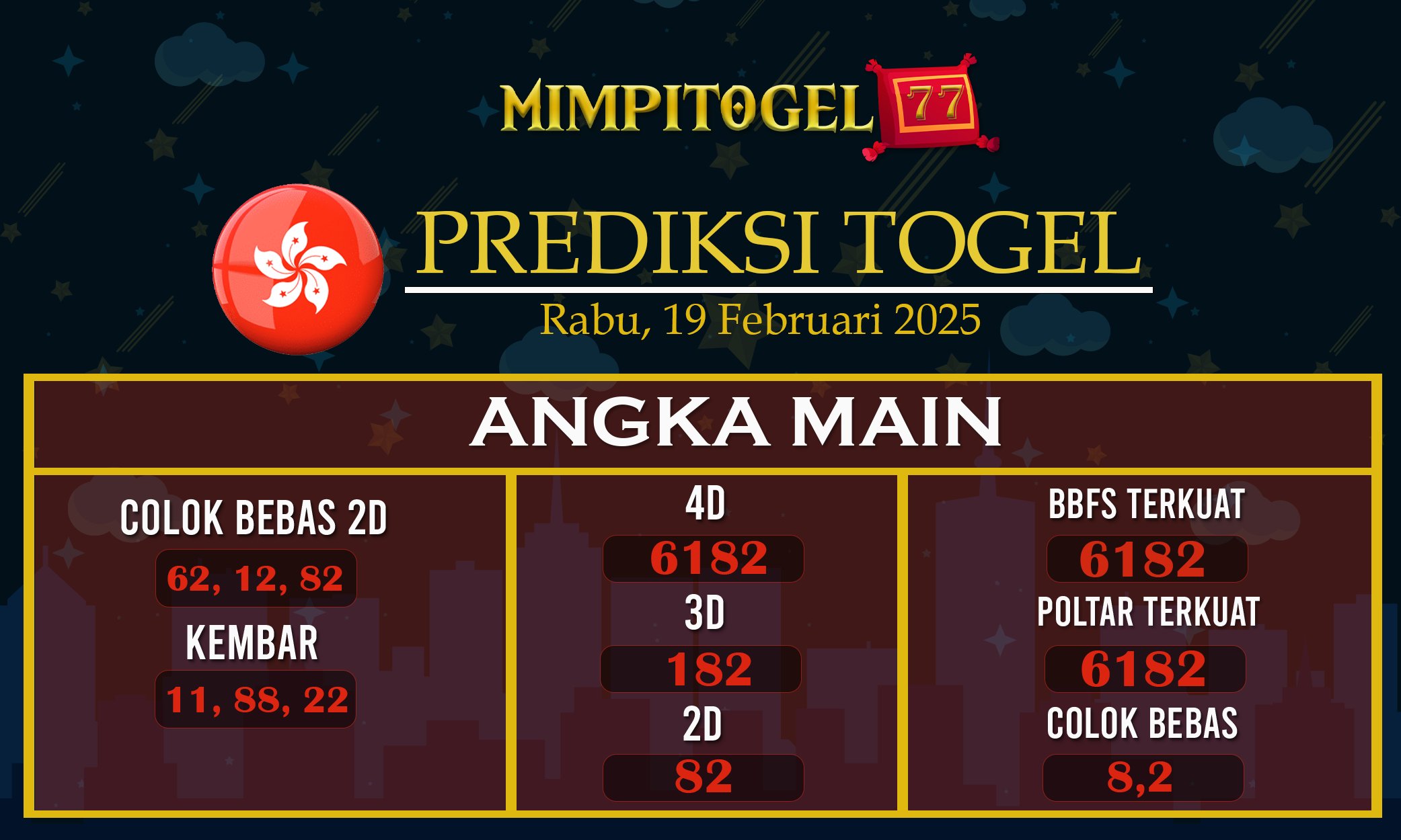 Prediksi Togel Hongkong 19 Februari 2025 di Mimpitogel77 Hari Ini