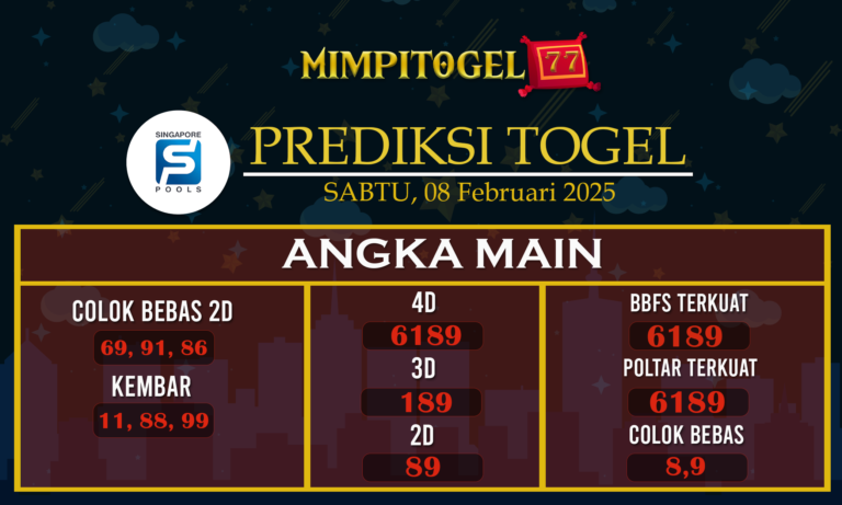 Prediksi Togel Singapore 08 Februari 2025 di MimpiTogel77 Hari Ini
